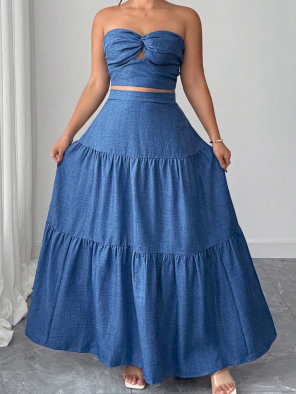 Denim skirt set
